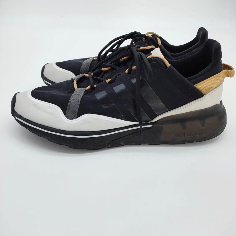 Adidas ZX 2K Boost Pure Black White Beige UK Size 10.5 Running Gym Trainers - Picture 2 of 10